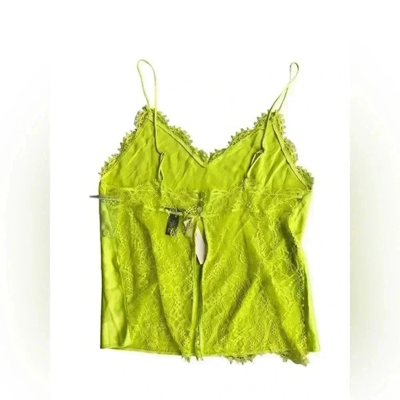 New with Tags Victoria Secret Satin and Lace Cami Set Lime Citron Yellow Small - Picture 6 of 9